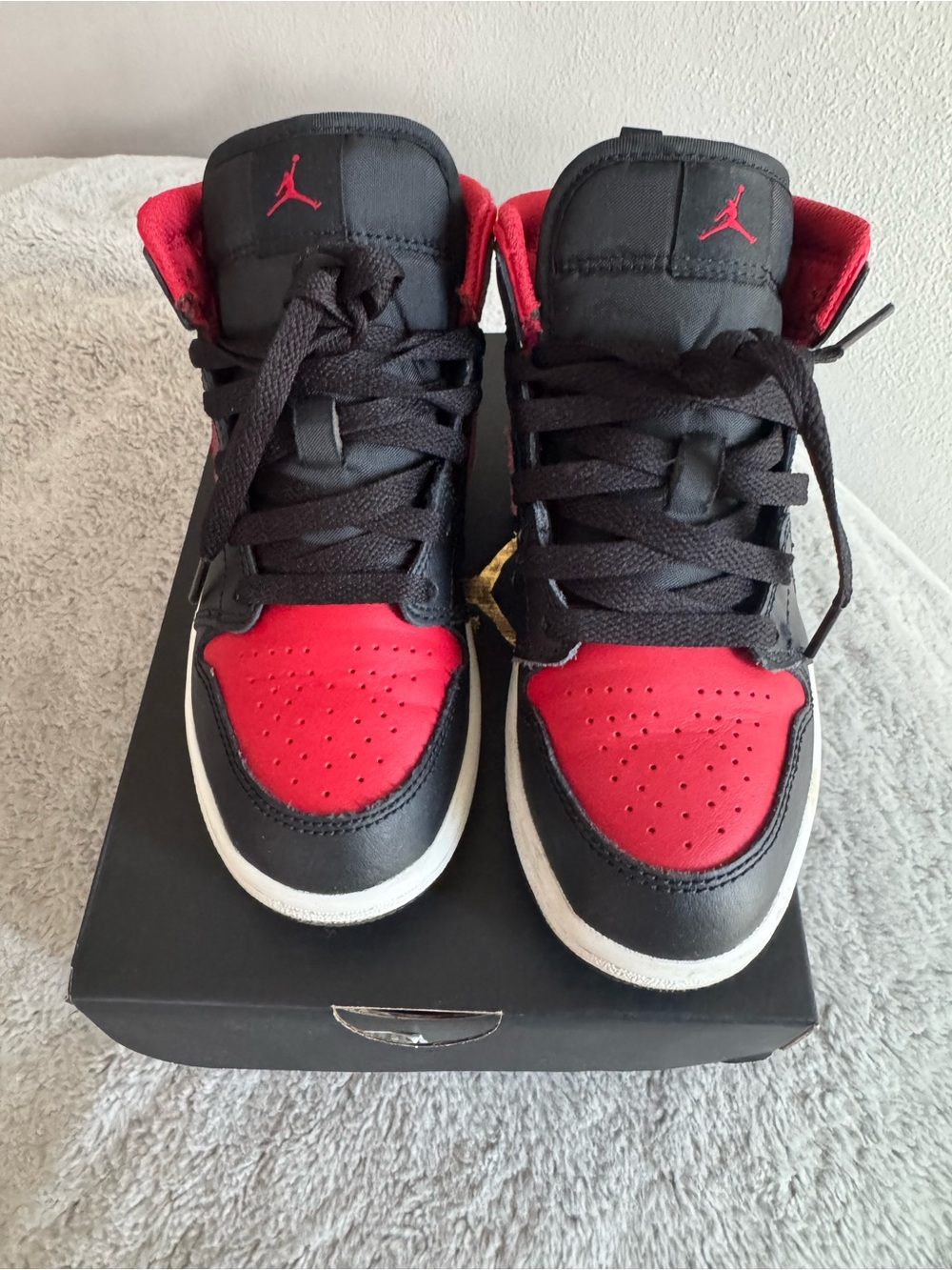 Jordan Kids Black and Red High-Top Sneakers